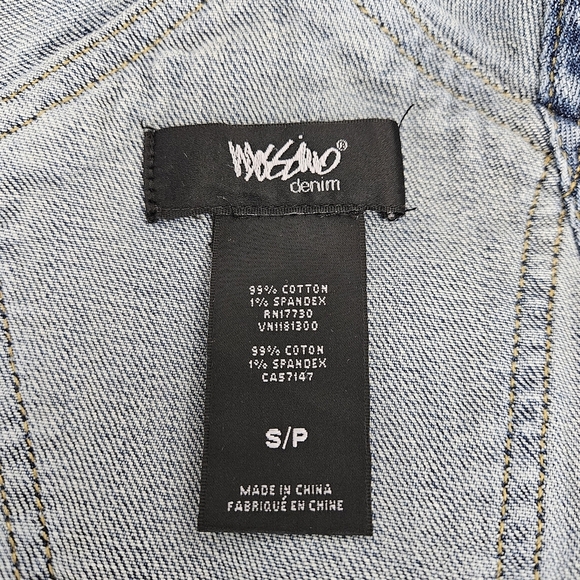 Mossimo Denim Shortalls Medium Wash Bib Overalls Coveralls Raw Hem Shorts Small - Picture 5 of 6